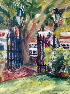 Oil Pastel En Plein Air Painting of Downtown Easton Maryland