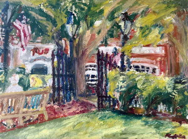 Oil Pastel En Plein Air Painting of Downtown Easton Maryland